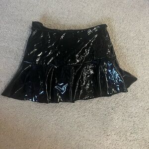 Latex black mini skirt